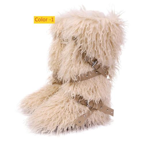 High end tied hairy boots with velvet rivets, fur snow boots