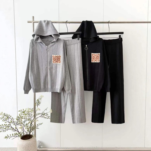 Knitted cardigan loose wide leg pants two-piece set