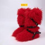 High end tied hairy boots with velvet rivets, fur snow boots