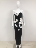 Strapless three-dimensional flower bandage dress