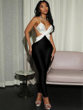 Bright cross strapless backless tight contrasting camisole jumpsuit