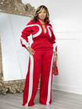 Half open elastic waist sports contrasting long sleeved jumpsuit