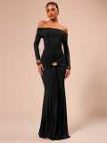 One shoulder, open shoulder, waist cinching, fish tail skirt