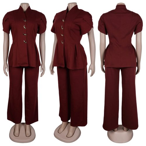 Flower bud sleeve shaped button two-piece set