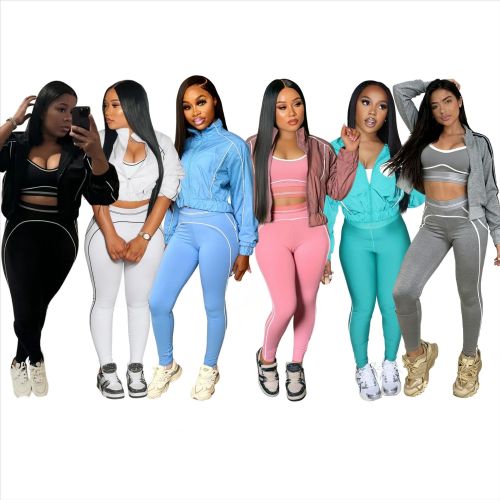 Letter striped loose sports jacket