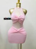 Sleeveless neck and hip hugging short dress