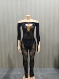 Heat-stamped diamond sheer bodycon sheer bodycon