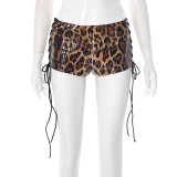 Leopard glitter corns tie rope tight shorts