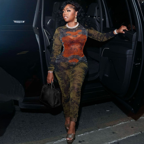 Sexy and trendy digital printed jumpsuit K25Q75938