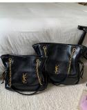Chain suede drawstring single shoulder tote bag