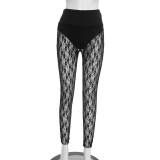 Hollow solid color fishing net socks lace leggings