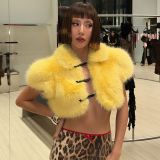 Fox Fur Kan Shoulder Sleeveless Top Ultra Short