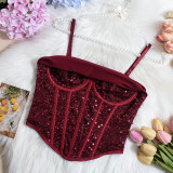 Waist sequin fishbone buckle irregular shapewear