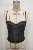 Buckle woven printed steel ring fishbone strap top with suspender straps
