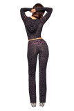 Fashion cardigan hooded top and pants set XS-4133