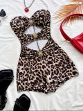 Leopard-print one-piece swimsuit, beach bikini swimsuit