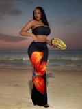 Flower-print camisole and long skirt set
