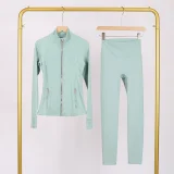 LU847860243134-1 9-inch pants set, gold zipper jacket, yoga suit