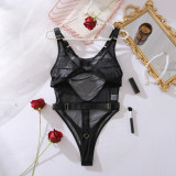 Women's see-through mesh slimming and body-shaping one-piece garment with adjustable crotch