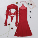 Backless halter mermaid party dress with body-shaping underwear and separable set