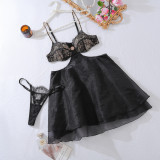 Lace-up lace-up waist-baring camisole body-shaping underwear set