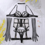 Mesh see-through body-shaping split adjustable underwear set