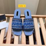 Color blocked flat one character slippers embroidered with letters, cool slippers