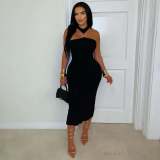 Slimming off-shoulder dress with a wrap front