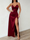 Braided satin split dress