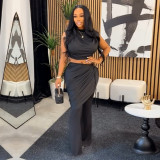 Sleeveless crop top and pants two-piece set