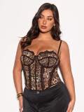 Leopard print oversized corset with fish bones