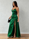 Braided satin split dress