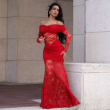 One shoulder lace wrapped hip dress