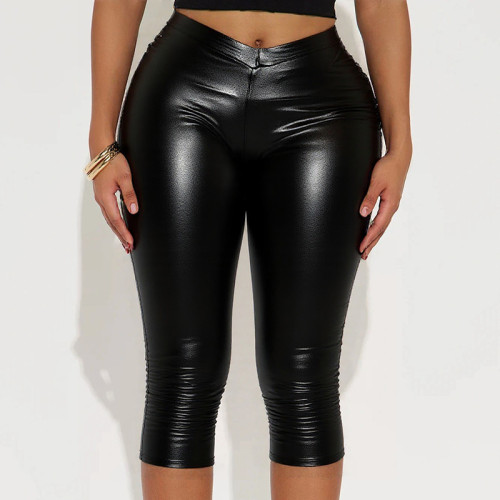 Bright bread buttocks tight fitting triangle cropped pants