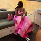 Strap, strapless, lace up, pleated, oversized swing dress