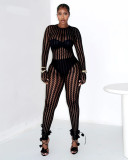 Sexy jumpsuit with sheer stockings, tight fitting and sensual, seductive jumpsuit