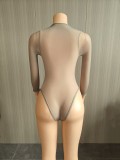 Sexy High-Elastic Bodysuit Shiny Transparent Sexy Socks Underwear