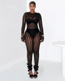Sexy jumpsuit with sheer stockings, tight fitting and sensual, seductive jumpsuit