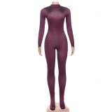 Printed high neck long sleeved jumpsuit