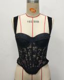 Tight waistband jacquard lace back drawstring fishbone sling