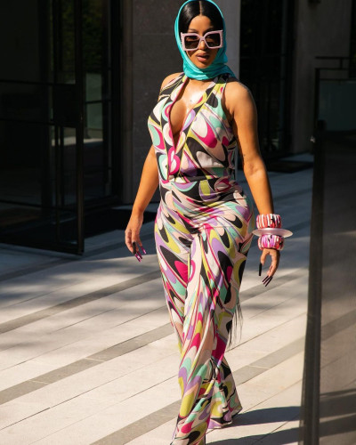 Printed wide leg jumpsuit