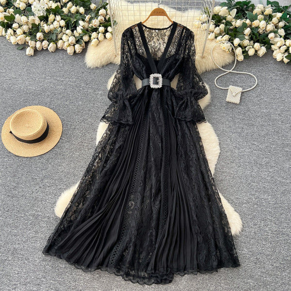 Lace Dress Slimming Party Dress WEX980875211340