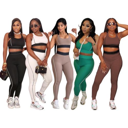 Yoga sleeveless gathering sports vest, high waist, hip lifting, and abdominal compression fitness suit