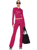 Printed hooded long sleeved thumb button micro horn two-piece set