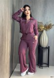 Embroidered letter zipper hoodie with multiple pockets and ankle binding pants set