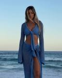 Hollow out long sleeved knitted two-piece set