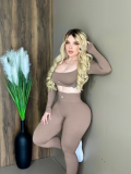 Letter high waisted yoga pants solid color sports yoga set