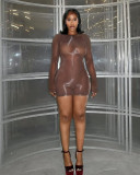 Super elastic glossy body socks, see through jumpsuit shorts
