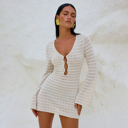 Knitted beach bikini swimsuit, cover up dress