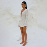 Knitted beach bikini swimsuit, cover up dress